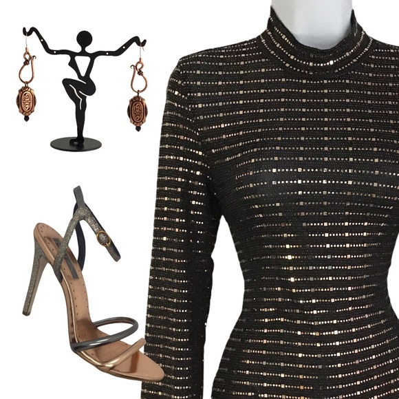 iris Tops - Geometric Pattern Turtleneck Bodysuit